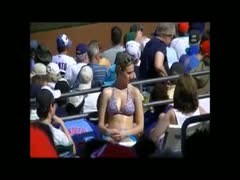 At the baseball game, a deserving stacked white BBC slut wearing a bikini